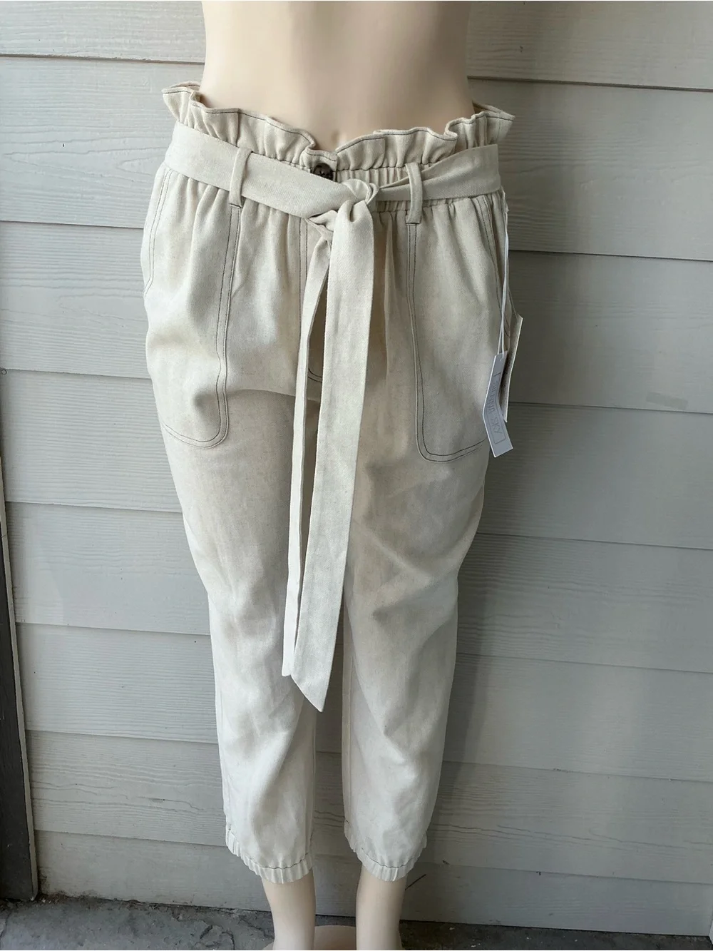 Sienna Sky Cream Paperbag Waist Tie Pants - Picture 4 of 10